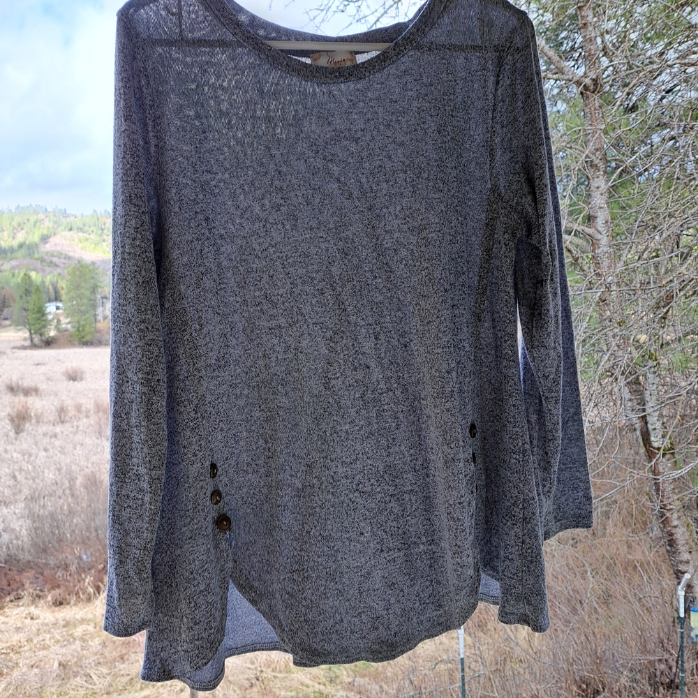 Misia Charcoal Long Sleeve Top with Button Detail M